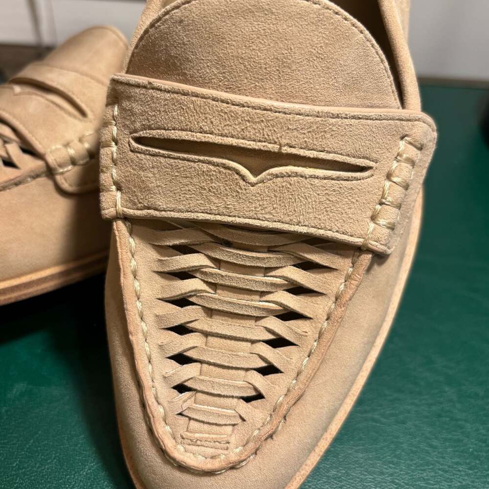 Vince Camuto Caylas Woven Suede Penny Loafers in Beige Sz 8 W - Picture 12 of 16